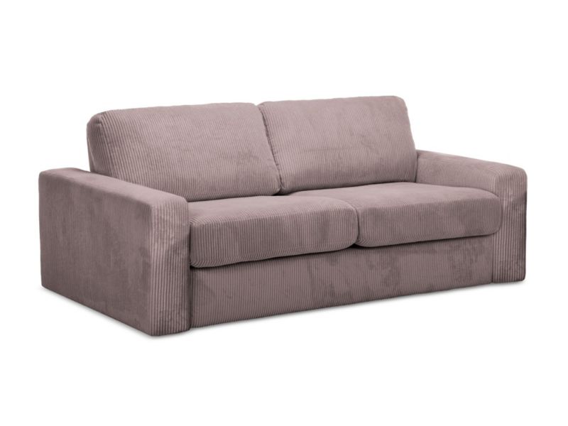 Kanapa 3-osobowa z funkcją spania LaMiaSofa COMO z tkaniny sztruksowej 195x100 cm brudny róż 1 szt.