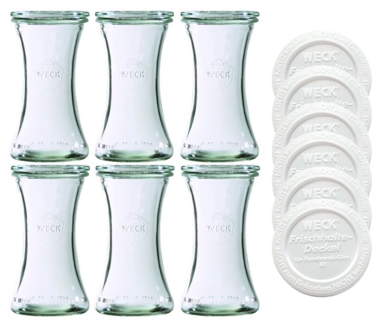 Słoiki MODO24 Weck 200 ml fi 60 deli plastikowe wieka 6 kpl.