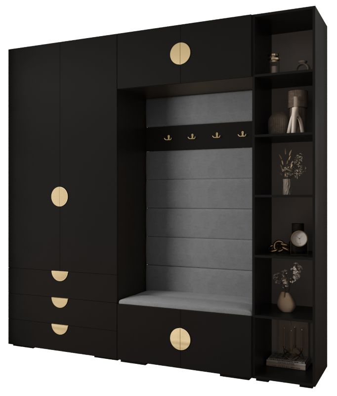 Garderoba do przedpokoju Abiks INOVA 4 Z10 czarny+złoty+manila16 1 szt.