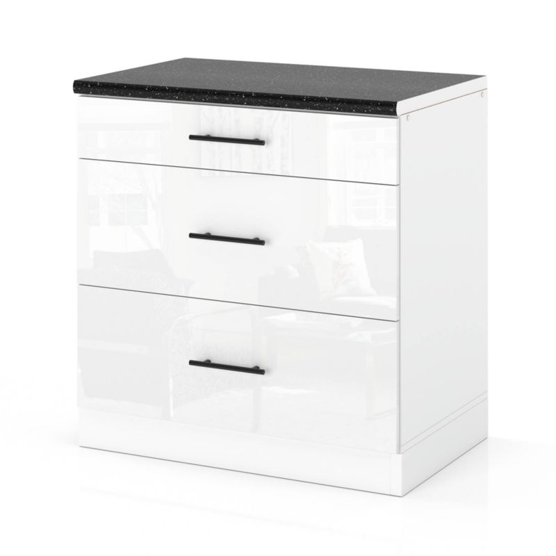 Szafka Kuchenna Hurtownia-Mebli Stojąca Z Szufladami D80S3 MET sPremium 80cm Biały Mat Biały Połysk 80x52x85 cm 1szt.