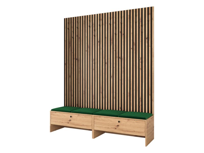 Garderoba MIRJAN 24 Balma V dąb artisan/czarny/plusz butelkowa zieleń 1 kpl.