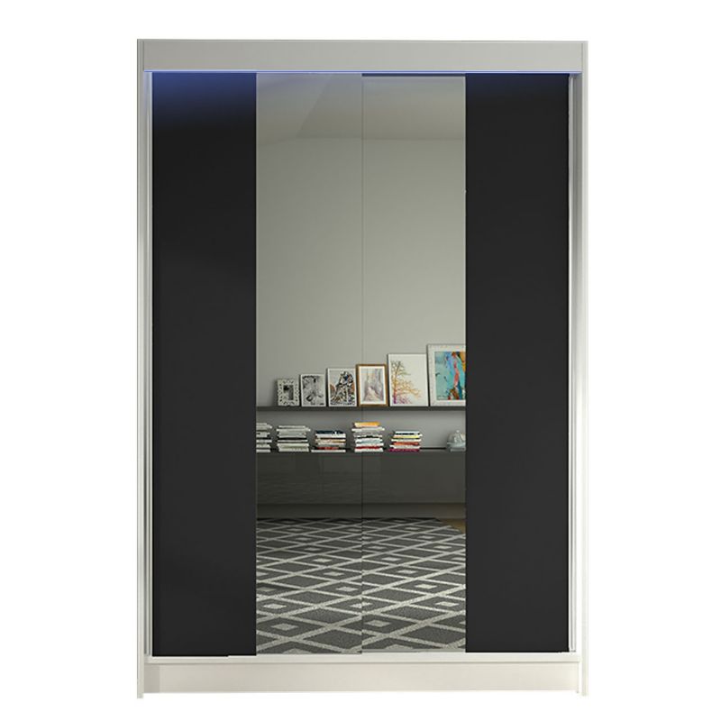 Szafa MIRJAN 24 z drzwiami przesuwnymi Lino II z oświetleniem RGB biały/czarny 1 szt.