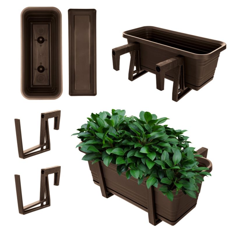 Doniczka Balkonowa KADAX Skrzynka Donica 40cm Uchwyty Podstawka Balkon Balustradę 1szt.