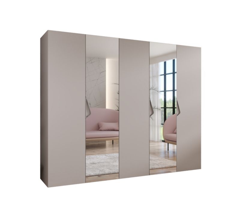 Szafa uchylna z lustrem otwierana Abiks SANDI 2 250 wys 202 cm Kaszmir + Kaszmir 1 szt