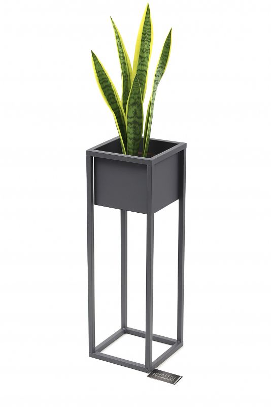 Kwietnik stojący JAKPOL Cubo Loft 70 cm metalowy szary 1 szt.