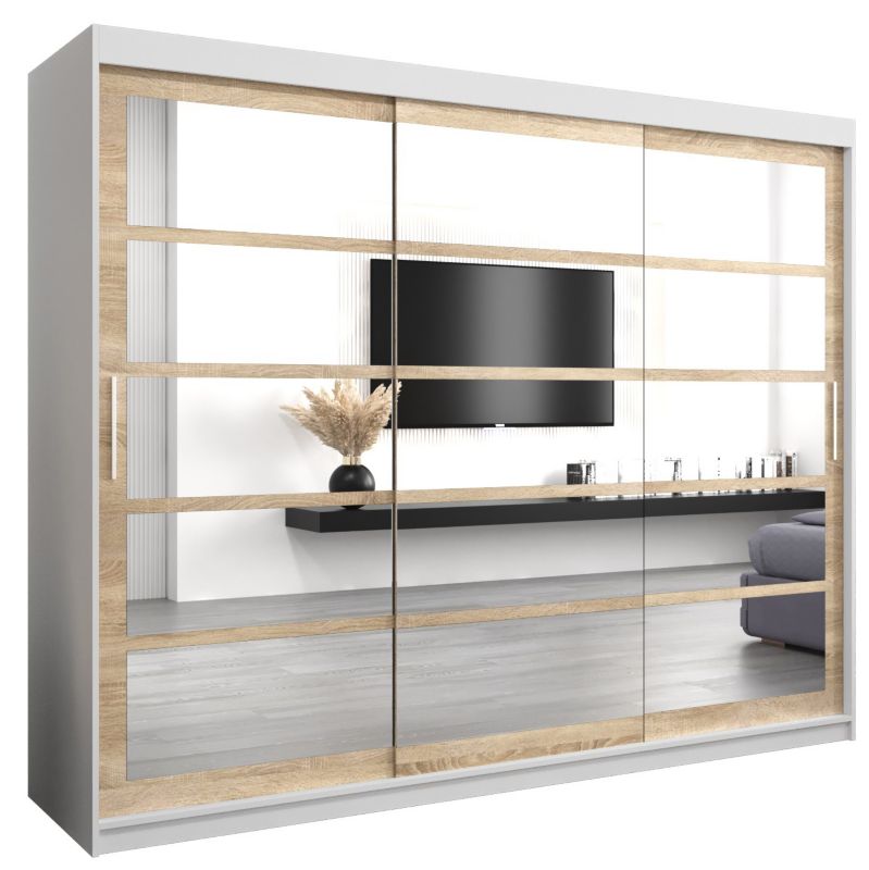 Szafa przesuwna Abiks ROMA 2 250 biały mat + sonoma 1 szt.