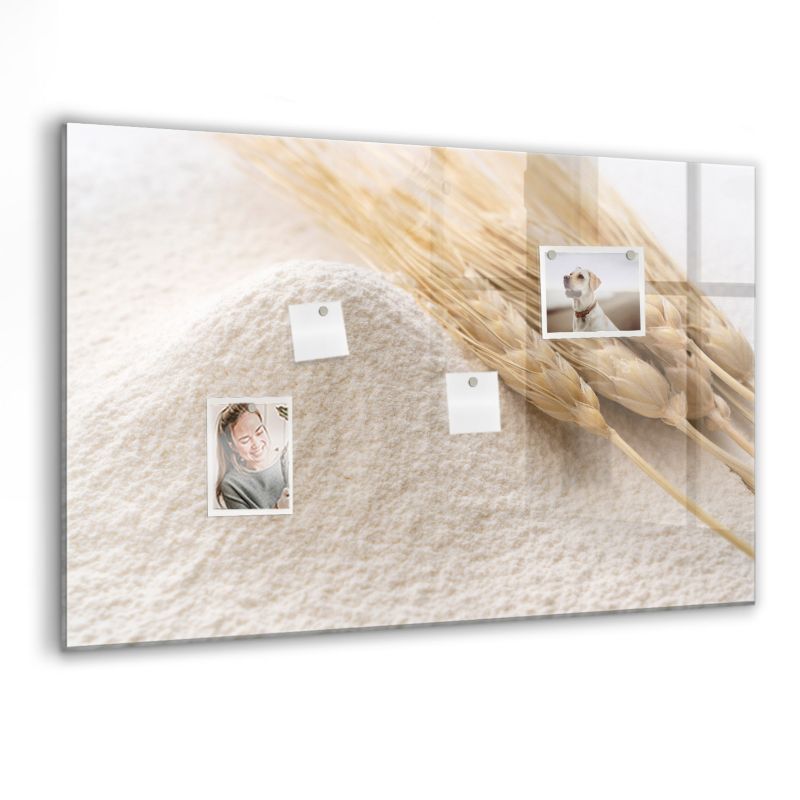 Szklana tablica magnetyczna Wallfluent 90x60 cm Mąka Czarny marker 1 szt.