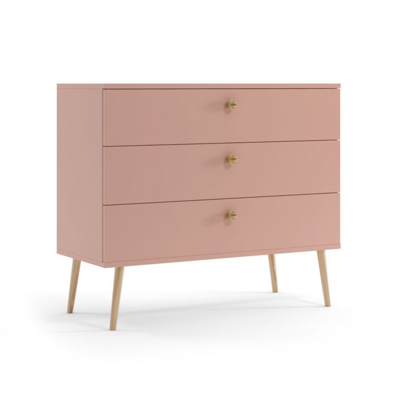 Komoda z szufladami Bettso Ikon 100 cm ze sznurkowymi uchwytami na wysokich nogach różowy 1szt.