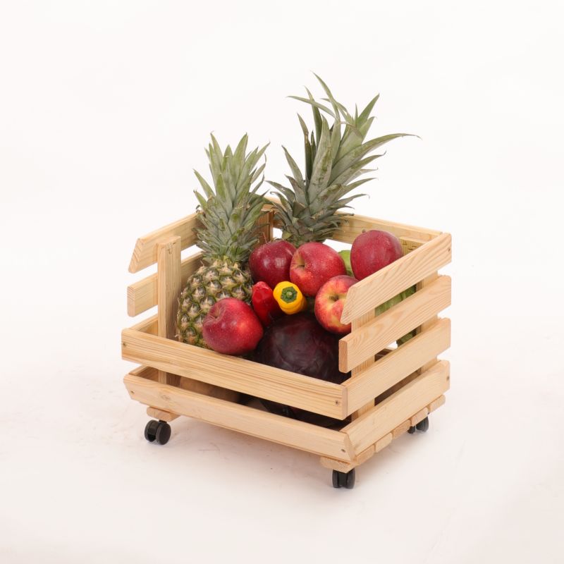 Skrzynka na warzywa i owoce MODO24 na kółkach 30x37x30 cm drewno naturalne 1 szt