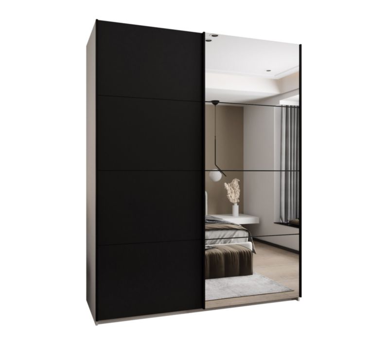 Szafa przesuwna Abiks LUX 3 wysoka szer.200cm biały/czarny/czarny 1szt.