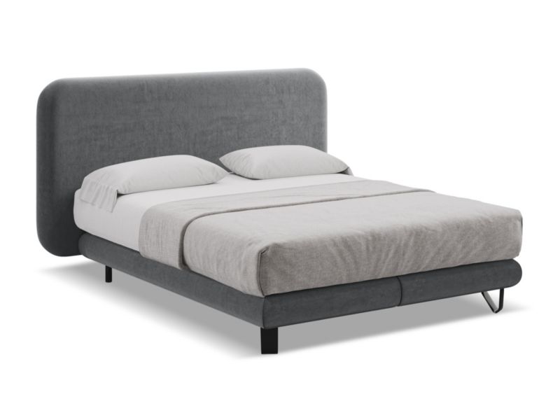 Łóżko LaMiaSofa Ilima z weluru 140x200 stalowy 1 szt.