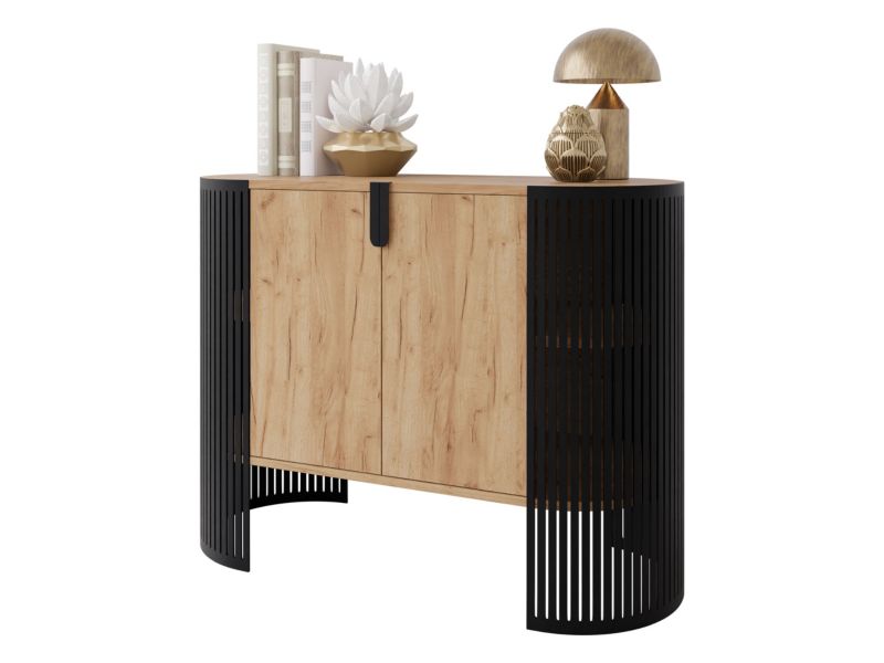 Komoda MIRJAN 24 Fikoli czarny/dąb craft złoty 1 szt.