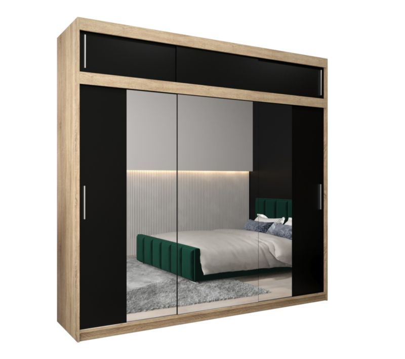 Szafa przesuwna Garderoba Abiks Tokyo 2 250 sonoma + czarny z nadstawką 1 szt.