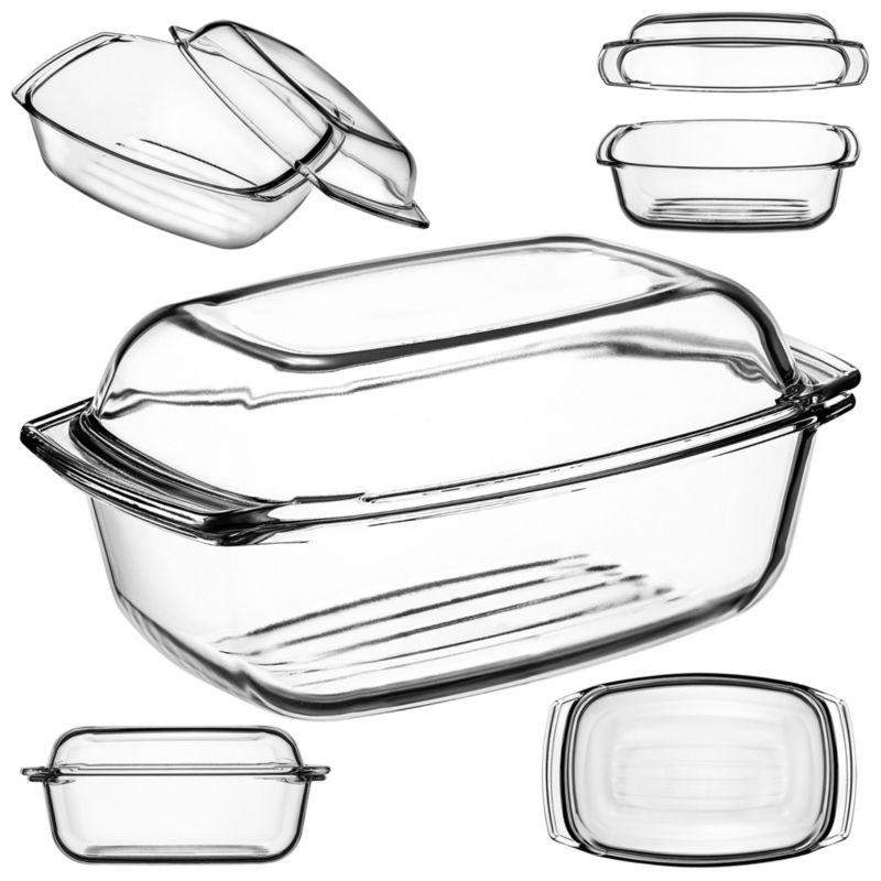 Naczynie Żaroodporne KADAX 5,8L Z Pokrywą Do Zapiekania Prostokątne Duże 1szt.