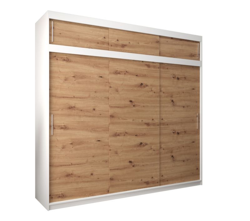 Szafa przesuwna Garderoba Abiks Tokyo 250 biały + artisan z nadstawką 1 szt.