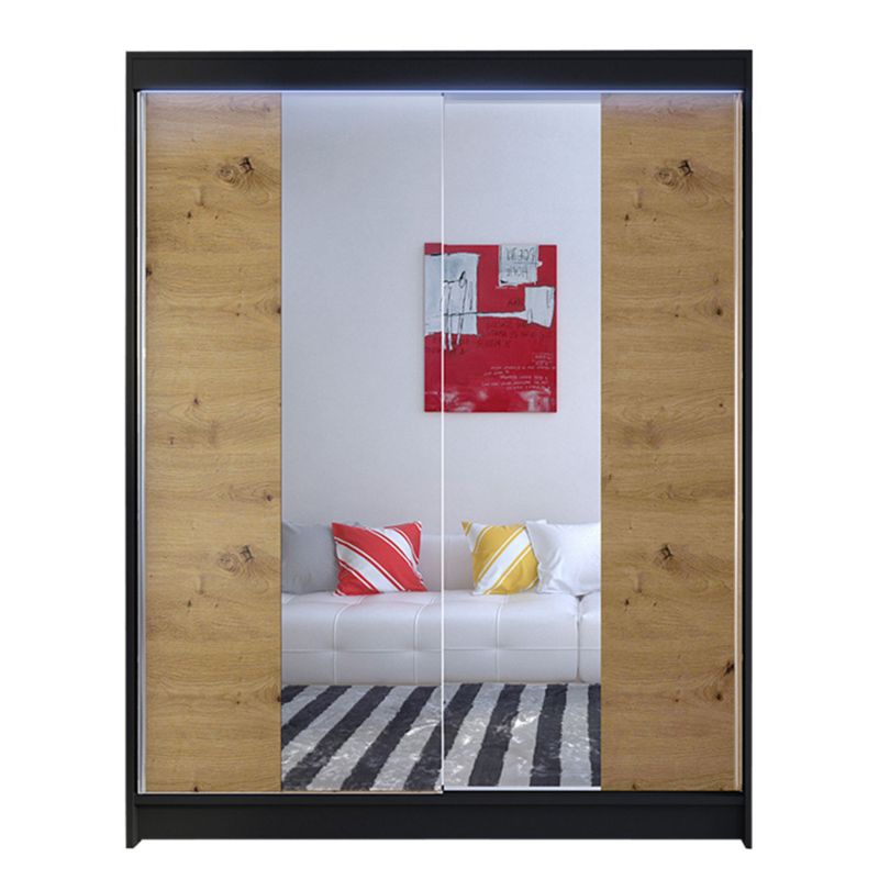 Szafa MIRJAN 24 z drzwiami przesuwnymi Camino II z oświetleniem RGB czarny/dąb artisan 1 szt.