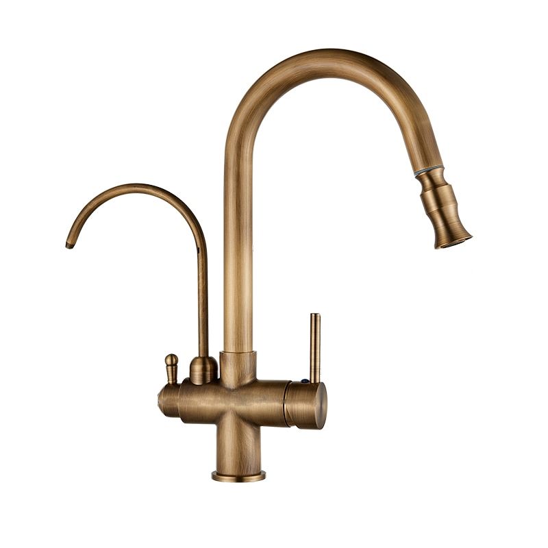 Bateria kuchenna Lauferi MELANIA mosiężna z wyciąganą wylewką filtr szczotkowany mosiądz retro 1 szt.