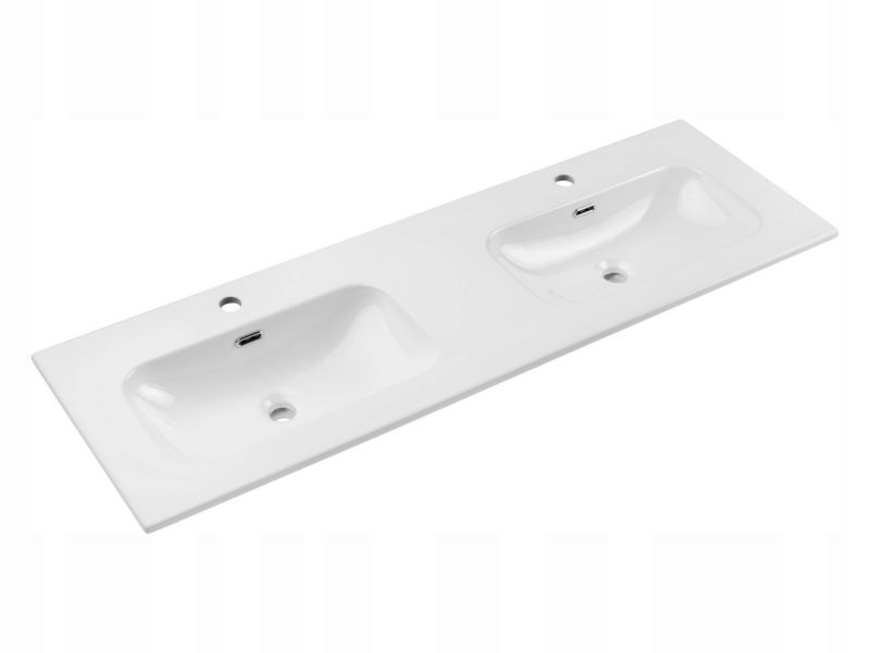 Umywalka meblowa Furnidea 120 cm wpuszczana 2 misy biały połysk FLY 1 szt.
