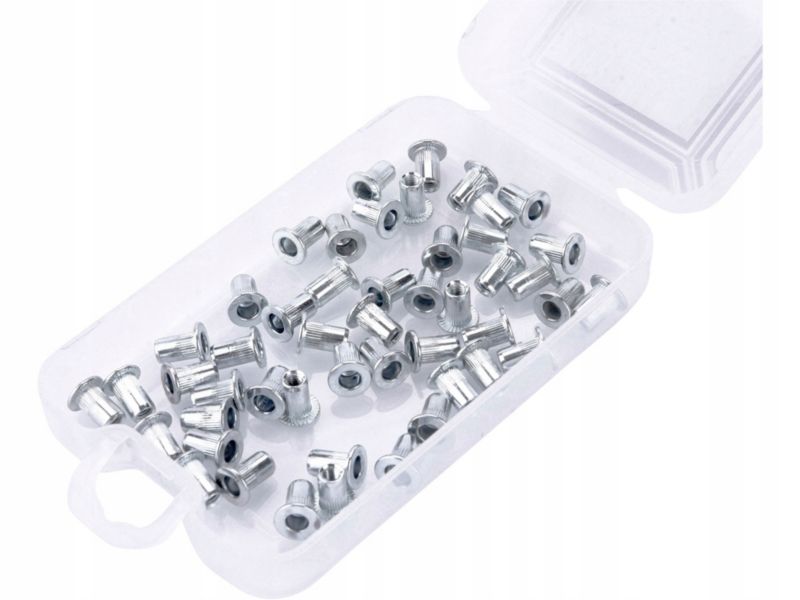 Nitonakrętki FORTUM stalowe ocynkowane M3 z kołnierzem zestaw 50 szt.