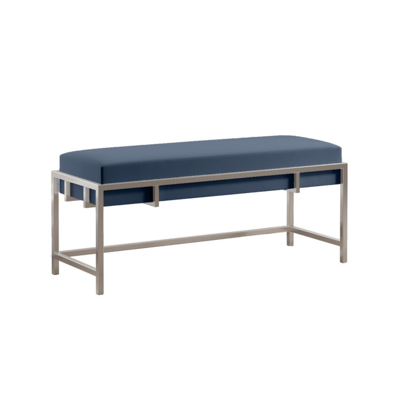 Ławka tapicerowana Bettso Lamo 100 cm nowoczesna w tkaninie royal velvet na chromowanym stelażu granatowy 1szt.