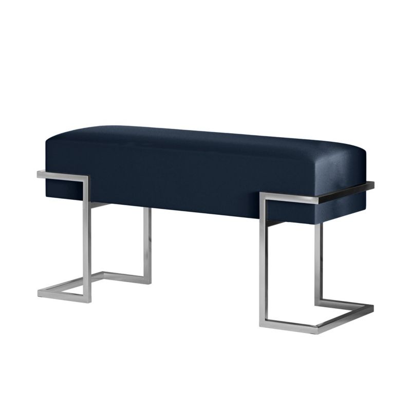 Ławka tapicerowana Bettso Cely 100 cm do przedpokoju na chromowanym stelażu granatowy 1szt.