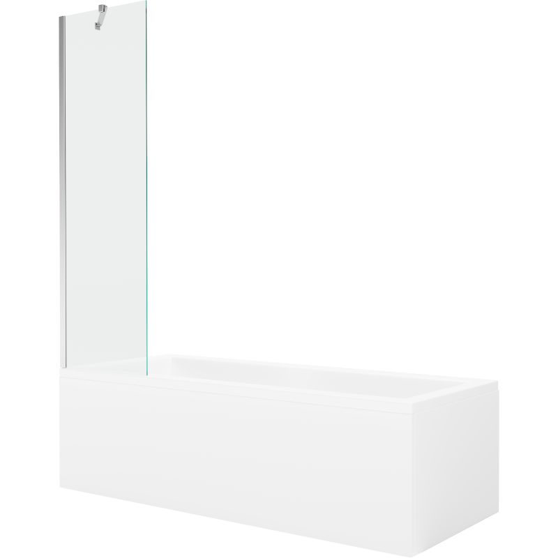Wanna prostokątna Mexen Cubik 150 x 70 cm z obudową i parawanem 1-skrzydłowym 50 cm transparent chrom 1 kpl.
