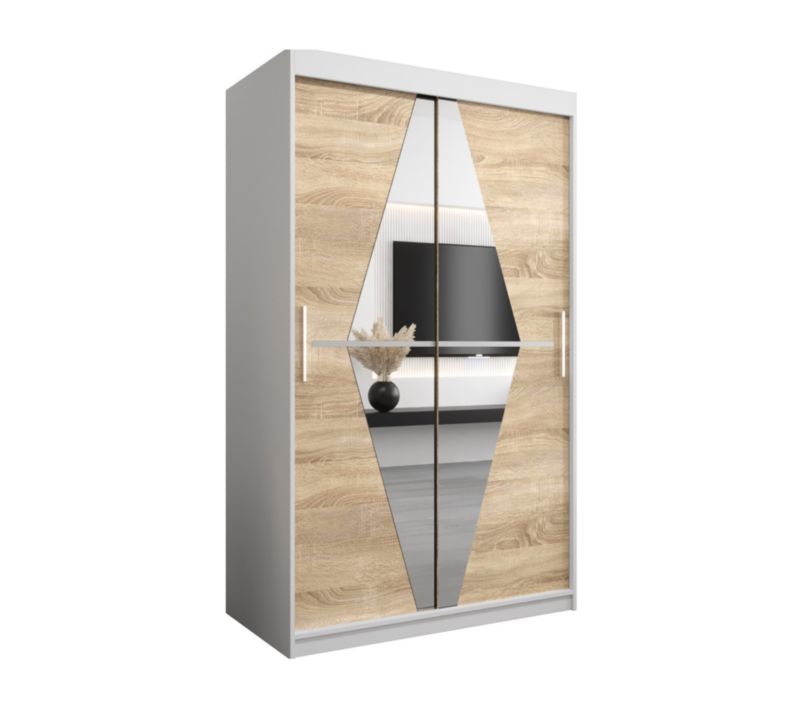 Szafa przesuwna Garderoba Abiks BOLIWIA 120 biały mat + dąb sonoma 1 szt.