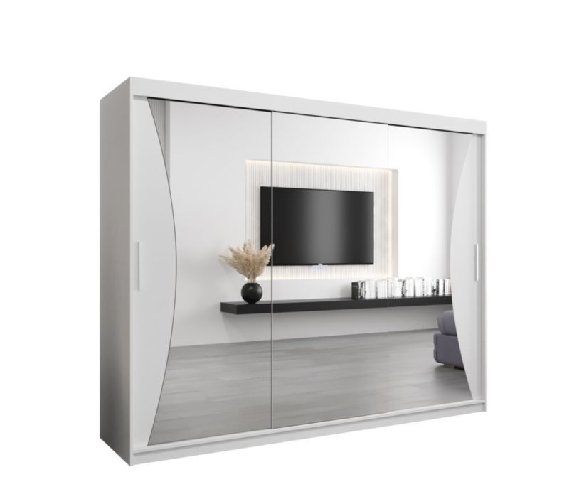 Szafa przesuwna Garderoba Abiks MONACO 250 biały mat + biały mat 1 szt.