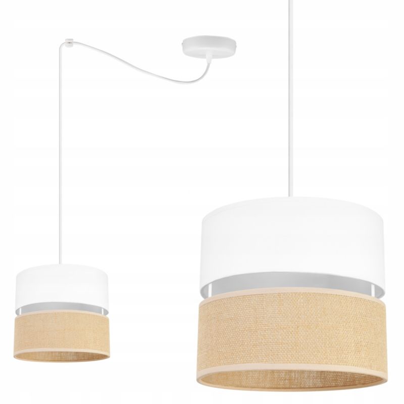 Lampa sufitowa wisząca Light Home LH Juta Pająk 1x E27 60W abażur 20cm tkanina biały 1szt.