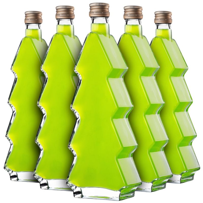 Butelka KADAX szklana choinka 500ml z złotą zakrętką 10 szt.