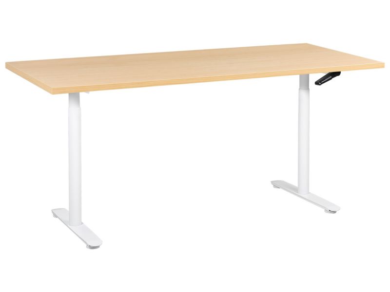 Biurko regulowane manualnie Destinas Jasny brąz/ biały 180 cm 72 cm 1 szt.