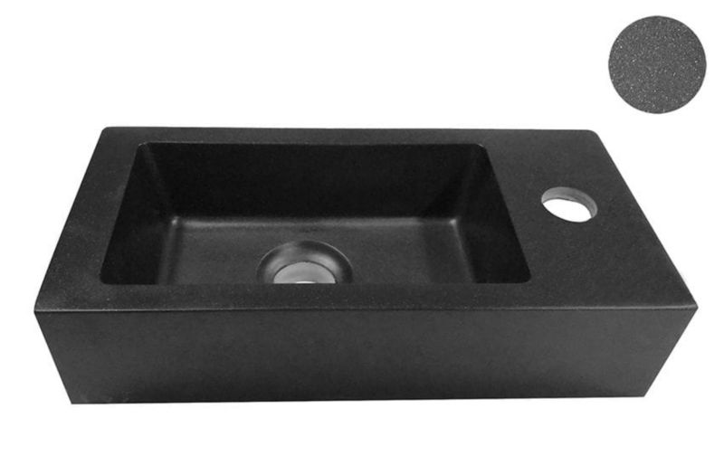Umywalka Wiesbaden ceramiczna mała 36.5x18cm prawa czarna 1szt