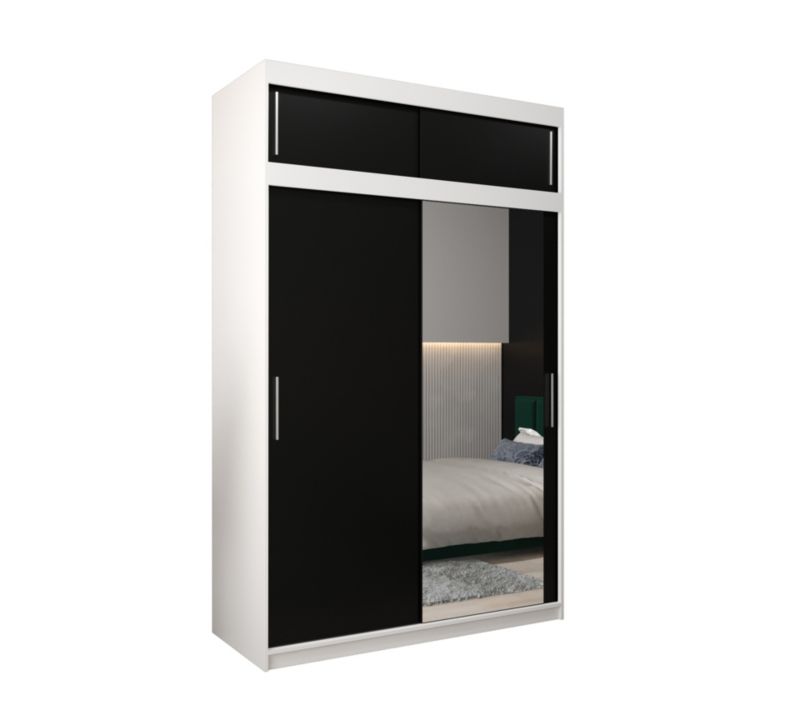 Szafa przesuwna Garderoba Abiks Tokyo 2 150 biały + czarny z nadstawką 1 szt.