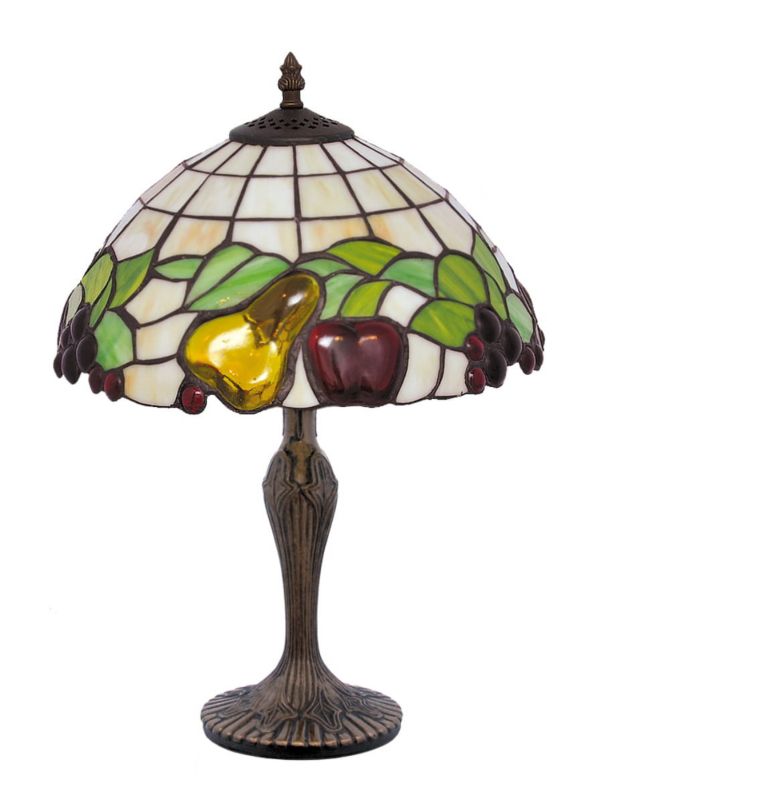 Lampa stołowa Kaja Fruit brązowo-wielokolorowy witrażowa 1 x E27 x 60W IP20 wym: 48 x 30 x 30 cm szkło witrażowe - 1 szt.