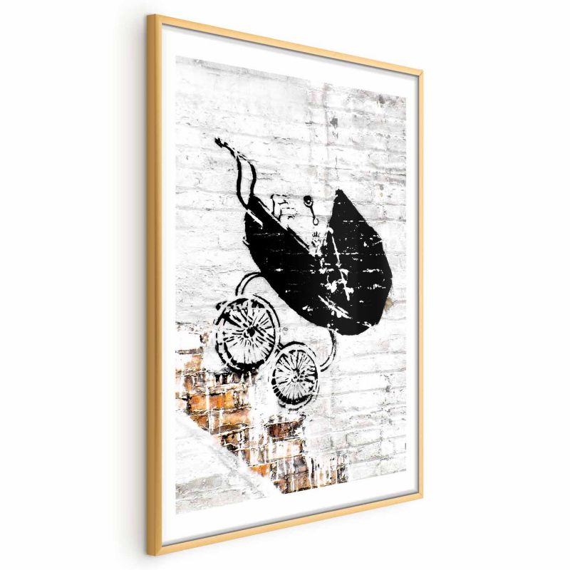 Plakat Artgeist Pędzący wózek 60x90 cm z ramą złotą 1 szt