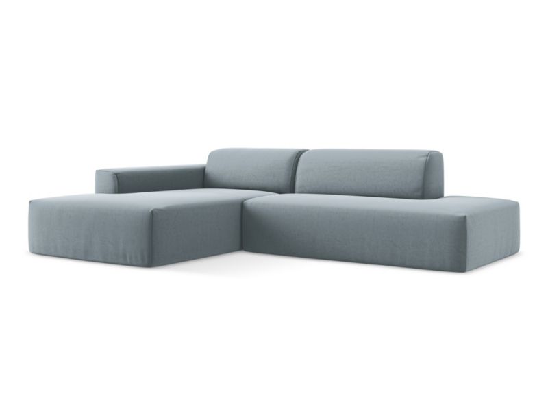 Narożnik prawostronny LaMiaSofa BOVA z tkaniny welwetowej 240x90 cm jasny niebieski 1 szt.