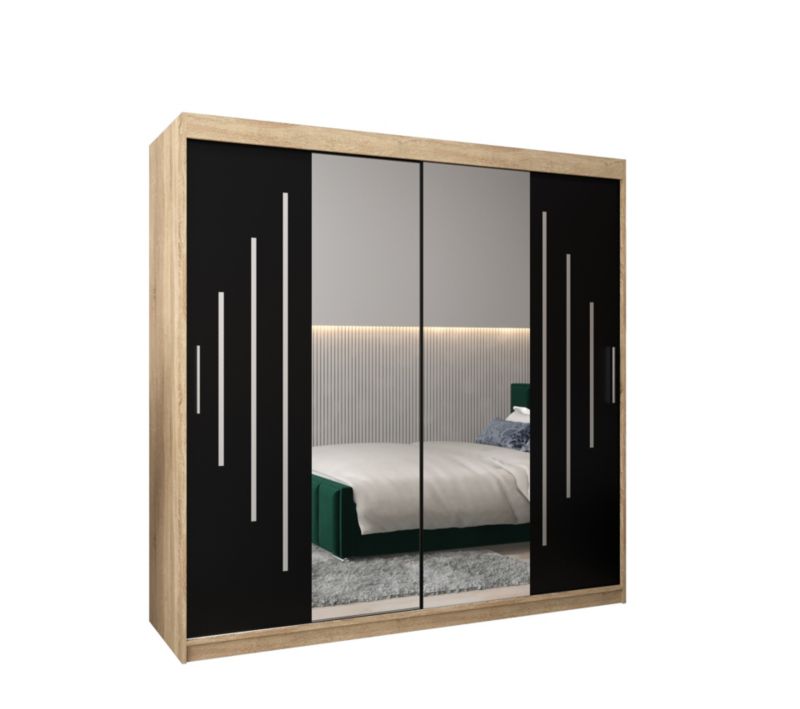 Szafa przesuwna Garderoba Abiks YORK 1 200 sonoma/czarny 1 szt.