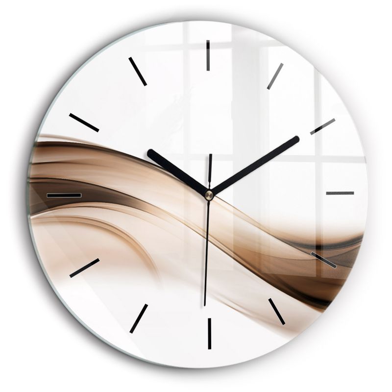 Zegar szklany czarne wskazówki Wallfluent fi60 cm Abstrakcja linia 1 szt.