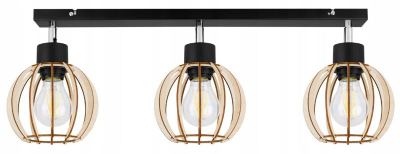 Lampa sufitowa wisząca Light Home LH Timber 3x E27 60W 16cm czarny 1szt.