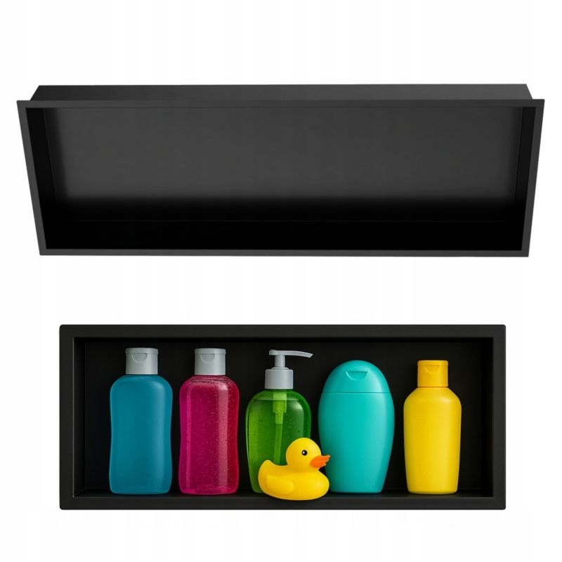 Półka łazienkowa wnękowa Estiva FALEZA Black 90x30x10 cm czarna 1 szt.