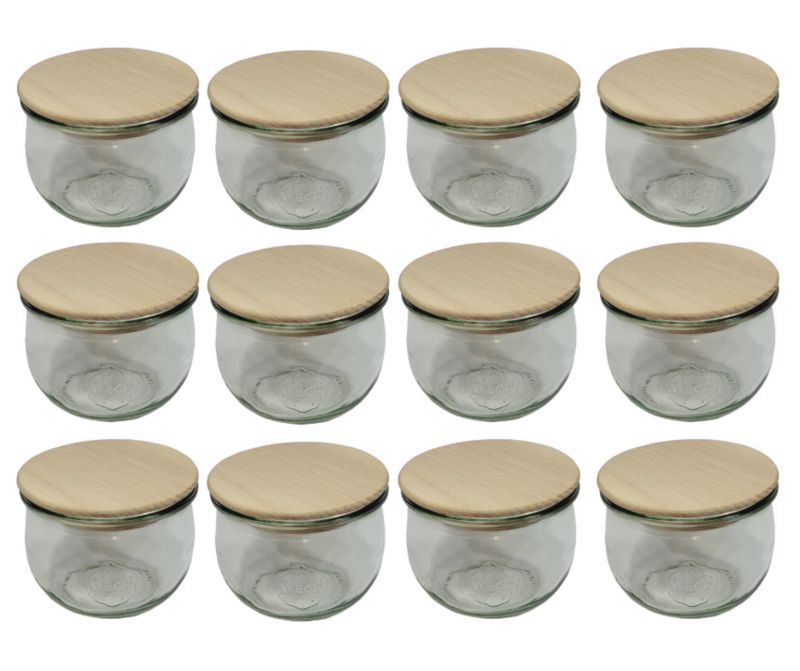 Słoiki MODO24 Weck 580 ml fi 100 tulip drewniane wieka 12 kpl.