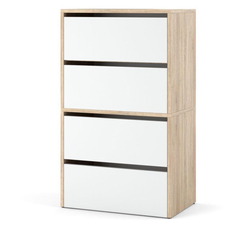 Szafka Na Buty Hurtownia-Mebli 4 Drzwi Zestaw szafki na buty Hugo 2 moduły 60cm Dąb Sonoma Biały Mat 60x36x100 cm 1szt.