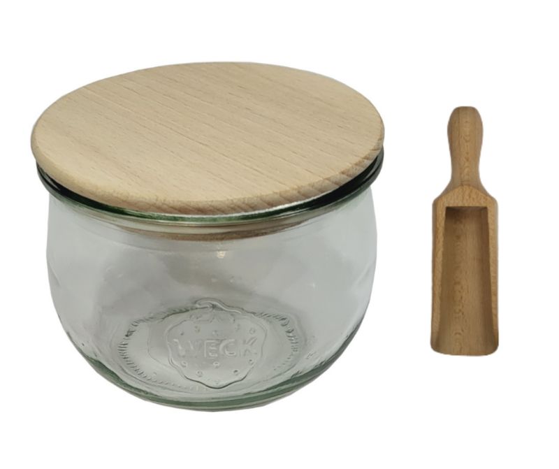 Słoik MODO24 Weck 370 ml fi 80 tulip drewniane wieko miarka 1 kpl.