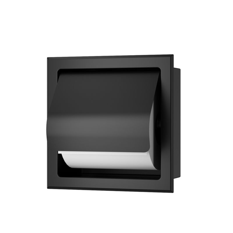 Uchwyt na papier toaletowy Wiesbaden wbudowany z pokrywą czarny mat 1szt