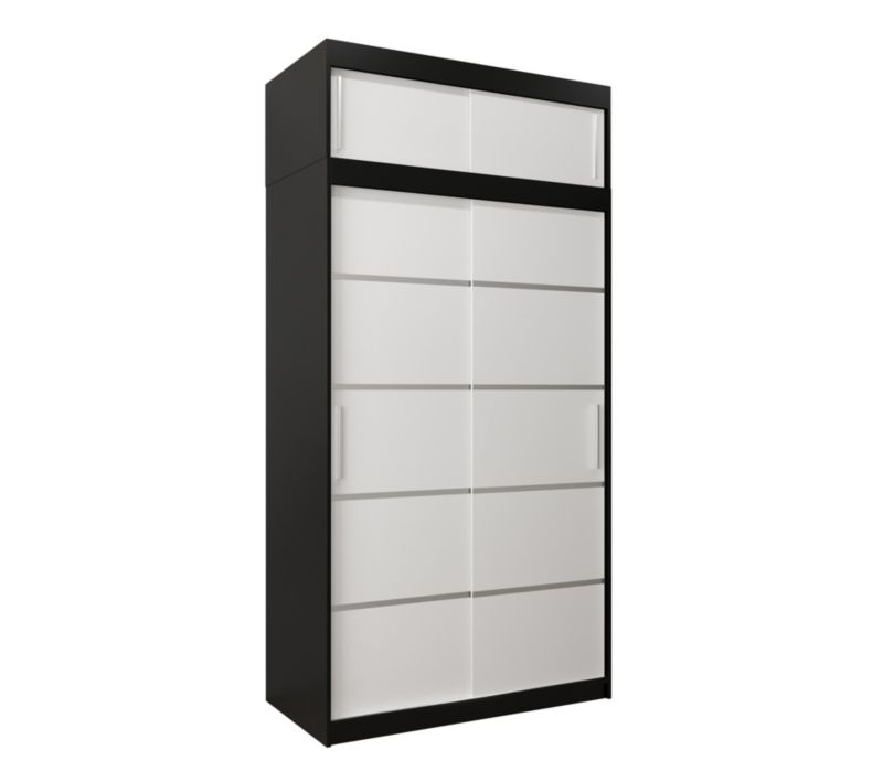 Szafa przesuwna Abiks Verona 1 120 czarny + biały z nadstawką 1 szt.