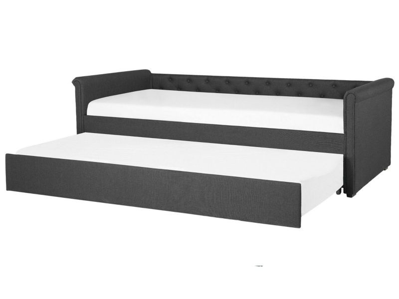 Łóżko wysuwane tapicerowane 80 x 200 cm ciemnoszare Libourne 1 szt.