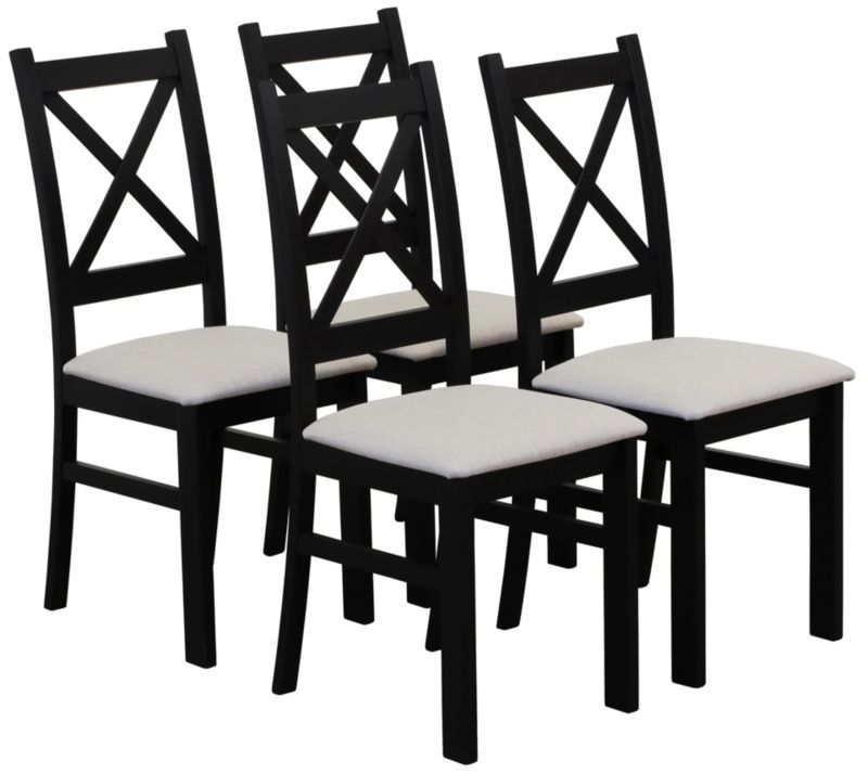 Zestaw Bonni 4x Krzesło tapicerowane do jadalni Czarny/Beż 1 kpl.