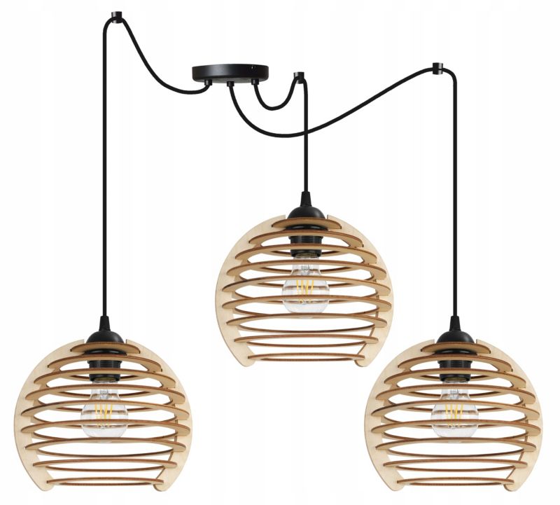 Lampa sufitowe wisząca Light Home LH Spider Timber 3x E27 60W czarny 1szt.