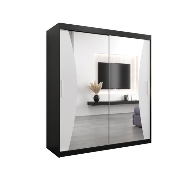 Szafa przesuwna Garderoba Abiks MONACO 180 czarny mat + biały mat 1 szt.