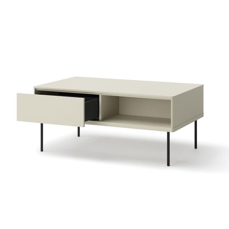 Stolik kawowy z szufladami Bettso Eliro do salonu na czarnych nogach kaszmir 1szt.